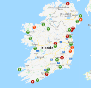 Carte distilleries Irlande